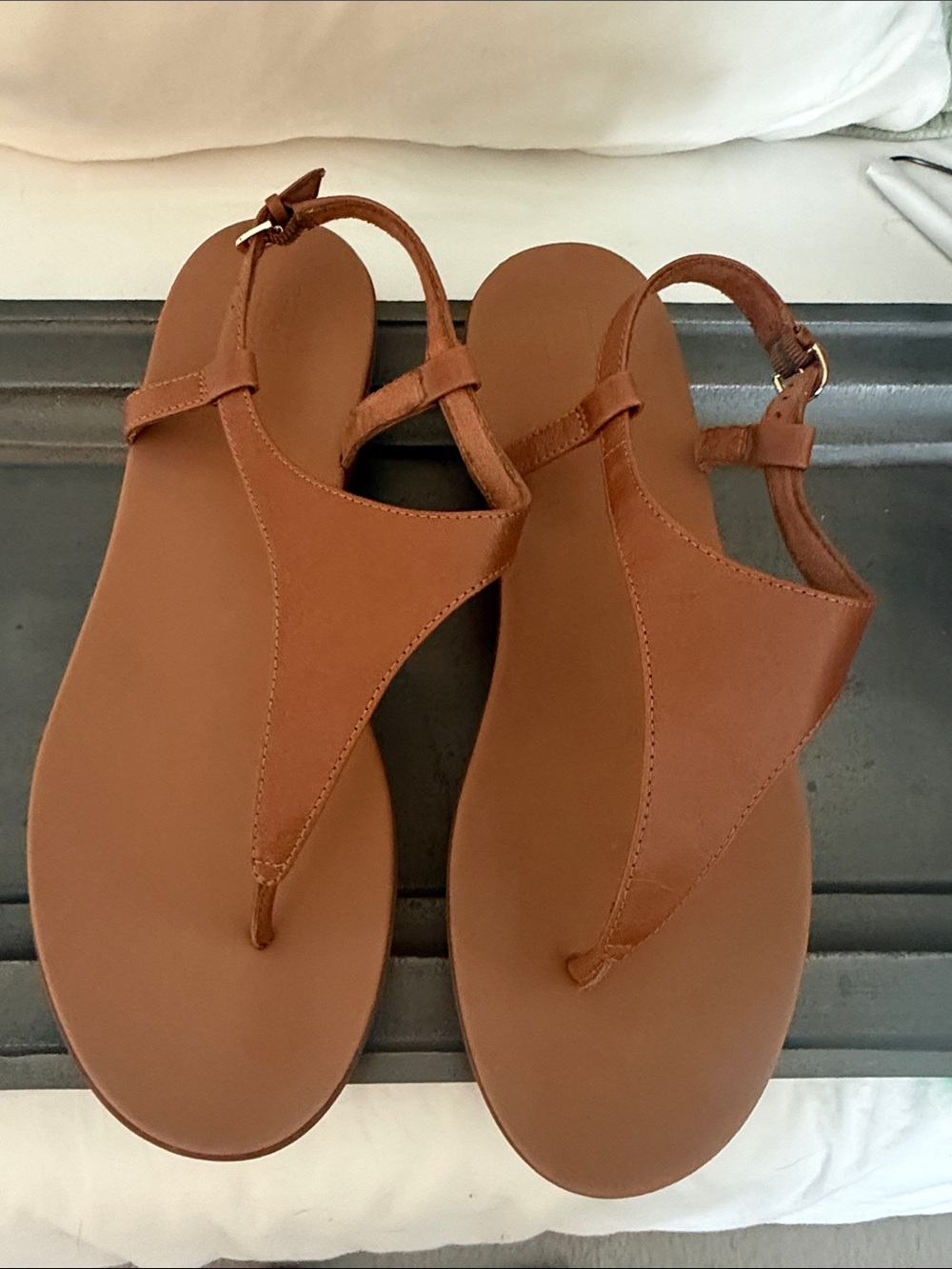 Fitflop Brown T-Strap Slingback Leather Sandals